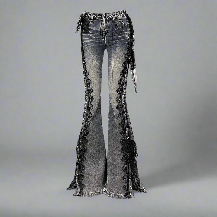 SPITZEN GESCHNÜRTE JEANS - Jenya