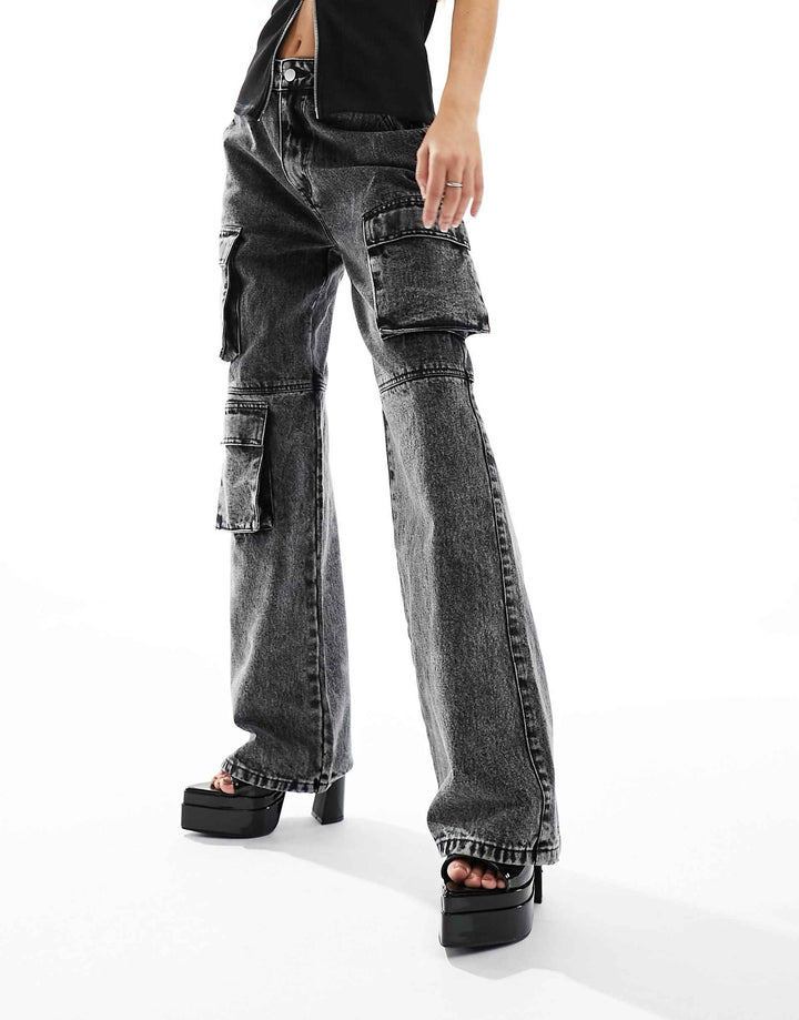 LOCKERE GRAU VERWASCHENE CARGO JEANS - Olivia