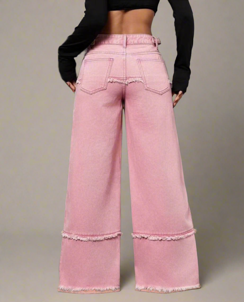 PINK VERLAUF GELÖCHERTE HOSE - Zarafina