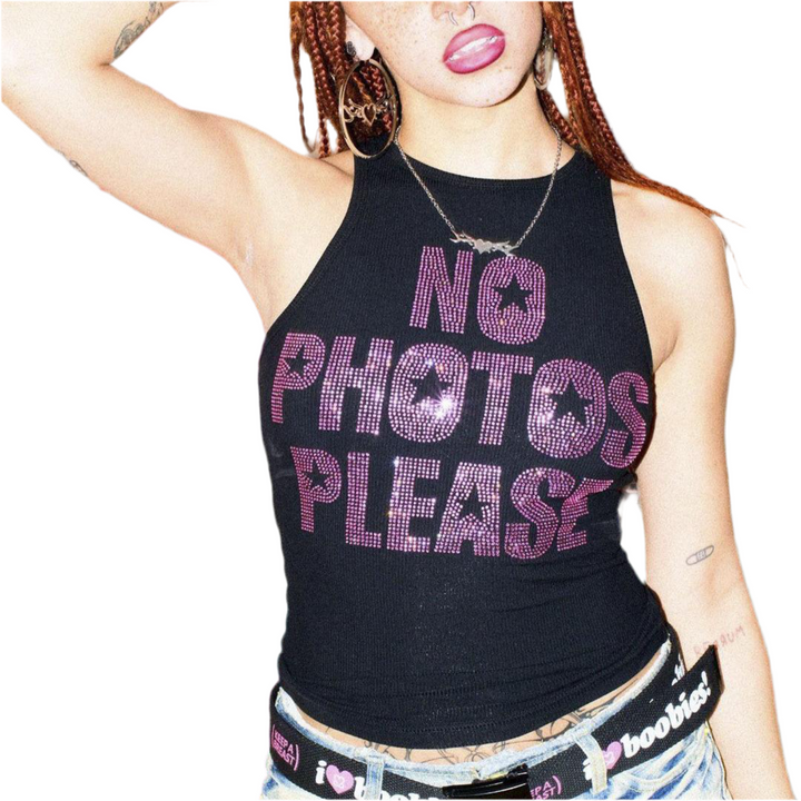 TANKTOP MIT GLITZER SCHRIFT - Naomi