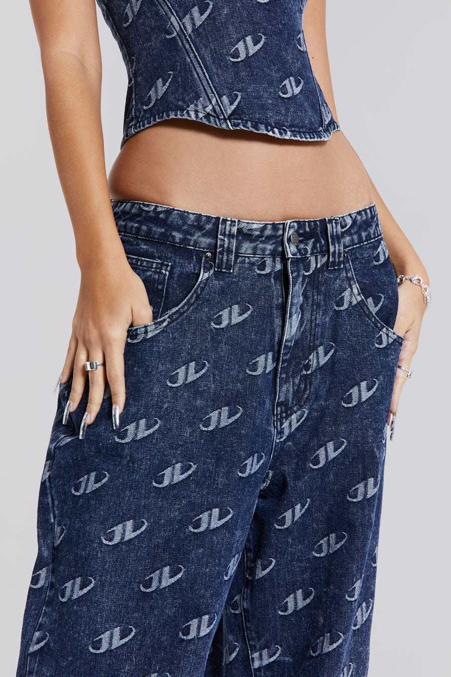 TUBE TOP MIT JEANS HOSE SET - Donna