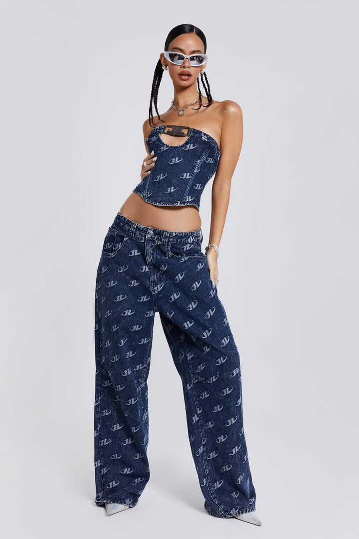 TUBE TOP MIT JEANS HOSE SET - Donna