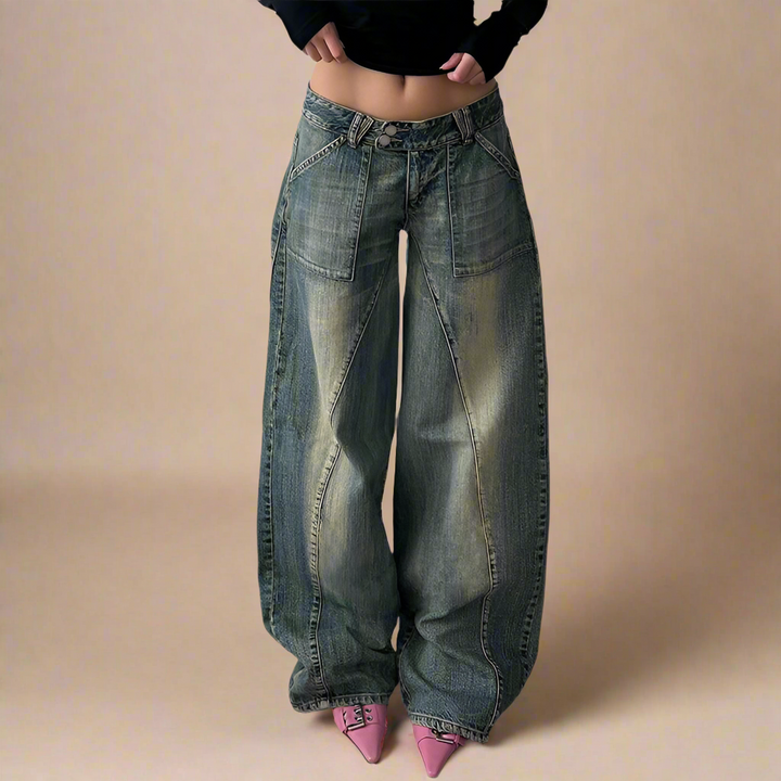 LOW WAIST HIP HOP JEANS - Sage