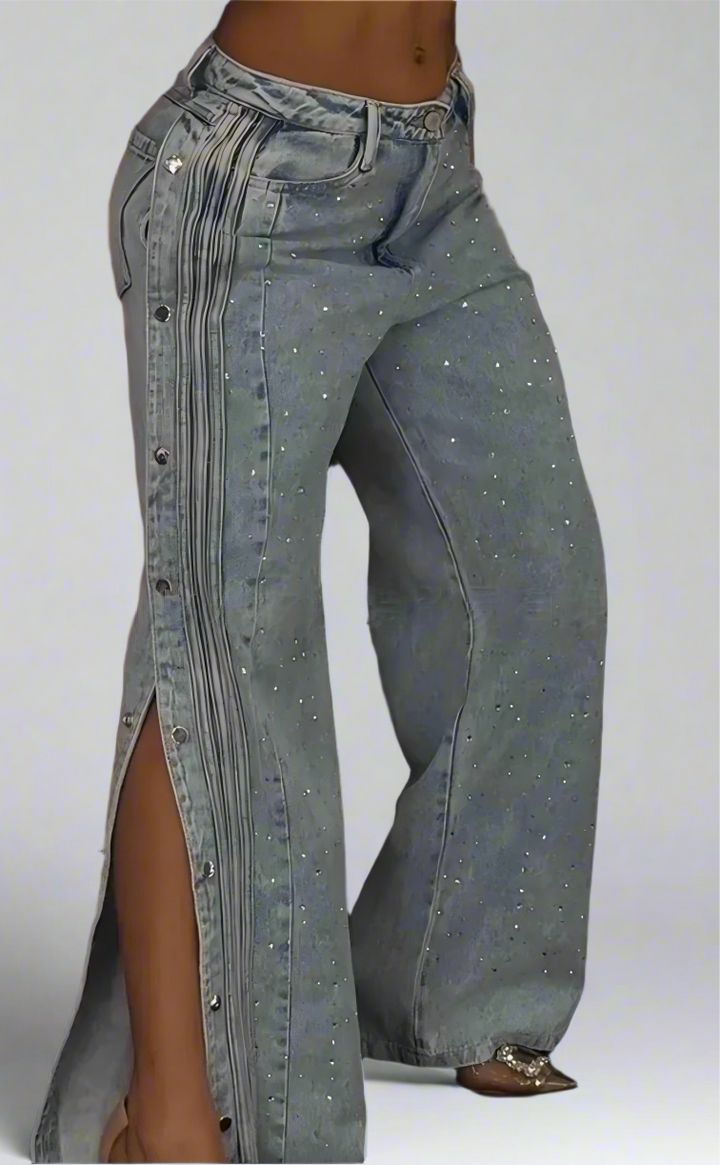 JEANS HOSE MIT STRASSSTEINE - Becca