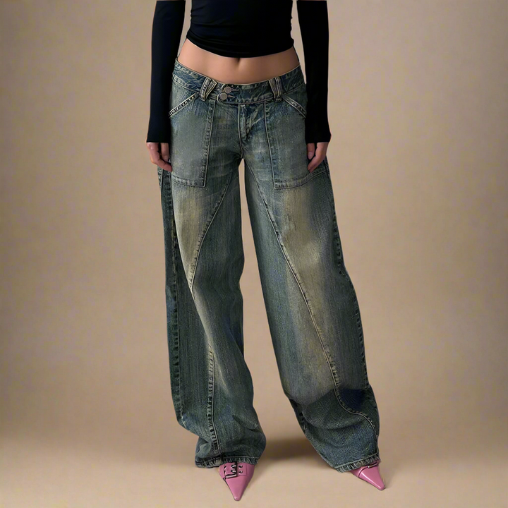 LOW WAIST HIP HOP JEANS - Sage