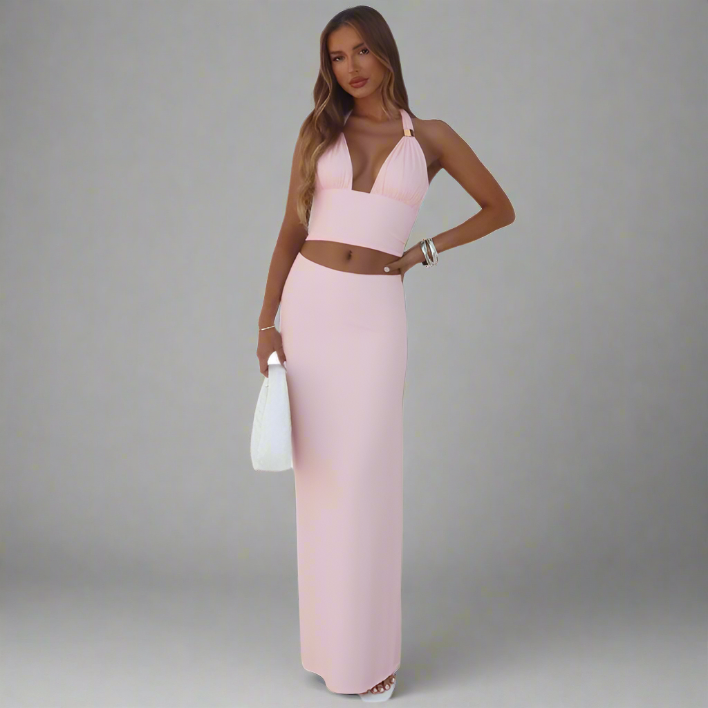 NECK HOLDER TOP MIT MAXI ROCK SET - Teodora