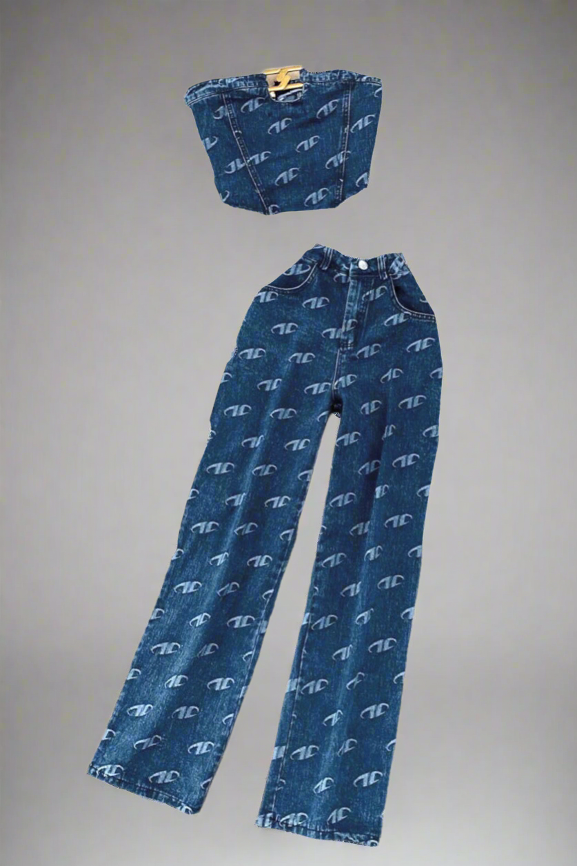 TUBE TOP MIT JEANS HOSE SET - Donna
