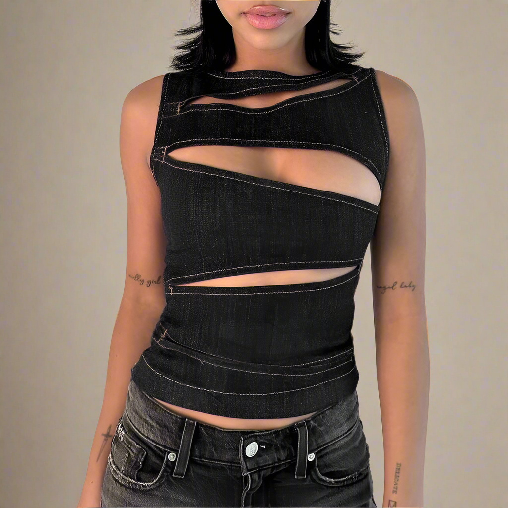 VERSCHNITTENES DENIM TOP - Maya