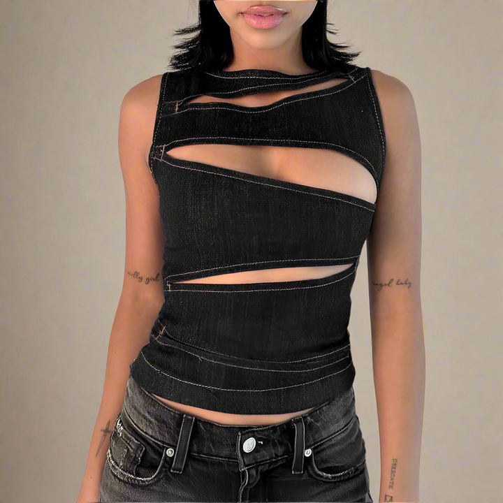 VERSCHNITTENES DENIM TOP - Maya