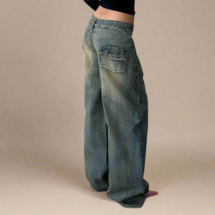LOW WAIST HIP HOP JEANS - Sage